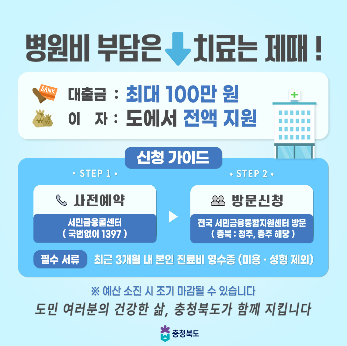 충청북도 금융취약계층 의료비 이자지원사업 안내 이미지3