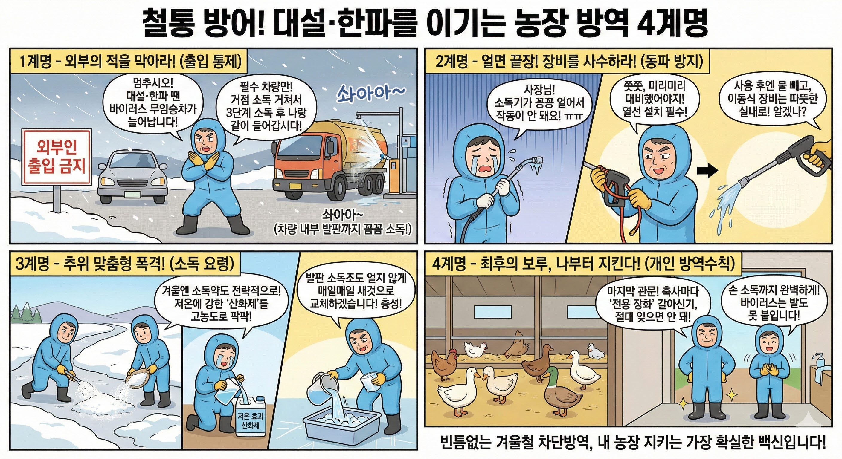 겨울철 방역수칙 관련 4컷 만화
