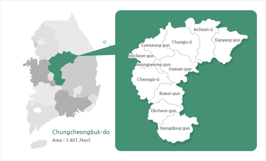 Chungcheongbuk-do Area : 7,407.1㎢