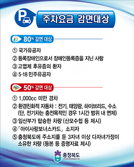 주차요금 감면대상 방법 이미지 - 자세한 내용은 하단 대체텍스트 참조