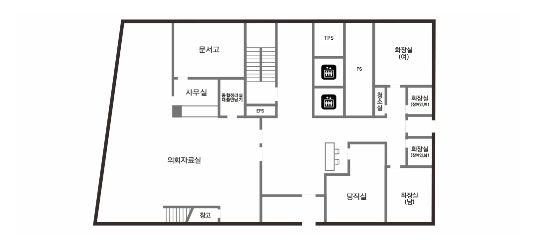 3층에는 휴게실, 수유실, 화장실 통신실, 회의실, 탕비실, 문서고, 회의실, 예산담당관 심의실, 전산실, 회계과 청사시설2팀, 일자리정책과, OA실, 창고 예산담당관, 계단이 위치하고 있습니다.