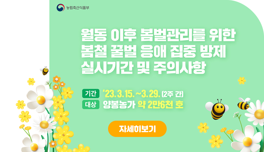 봄철 꿀벌 응애 집중방제 실시(3.16~3.30) 및 주의사항 알림